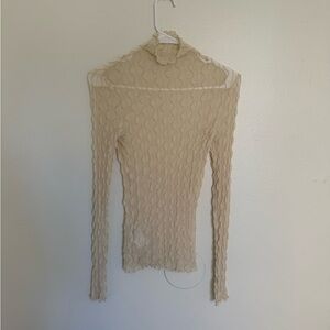 Free People Beige Textured Long Sleeve Tunic